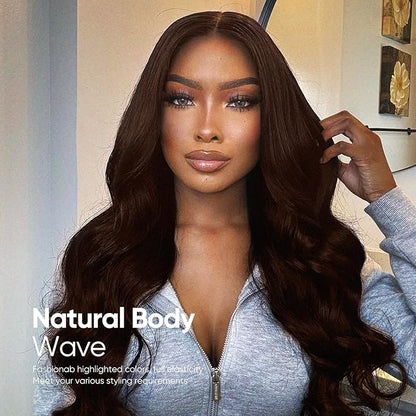 Chocolate Brown Lace Front Wig,13x6 HD Brown Body Wave Lace Frontal Wigs Human Hair Pre Plucked with baby hair, 210% Density Colored brown wig human hair for Women 24 inch