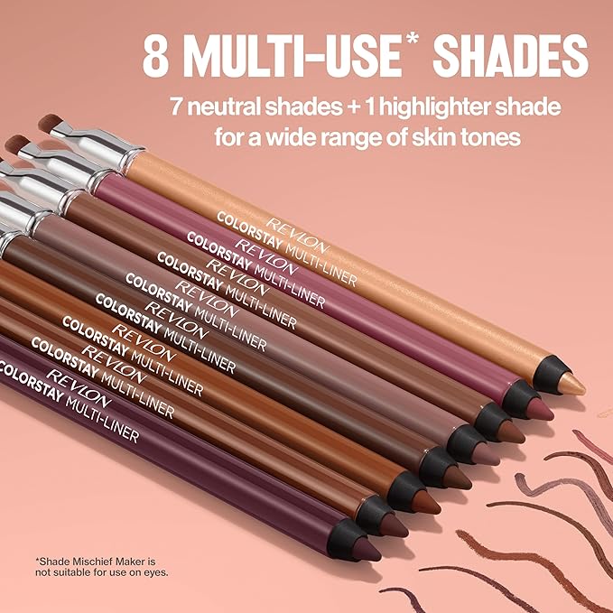 Revlon ColorStay Multi-Liner, Creamy Formula, Multiuse For Lips, Eyes & Face, Precision Brush for Easy Blending, 003 Less Traced