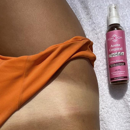 Tanning Oil Pompom - CHOCO - 100% natural with vitamin E, Eco Friendly - 4 oz