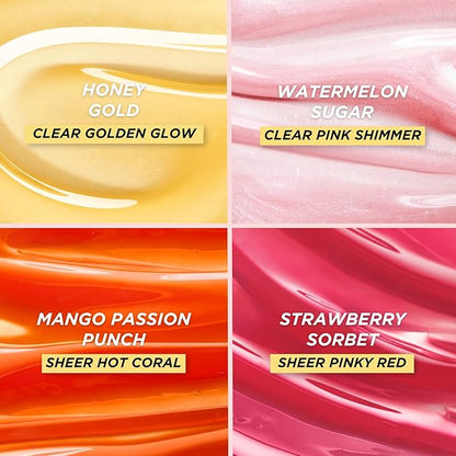 Gisou Honey Infused Hydrating Lip Oil, Nourishing Lip Moisturizer for Dry Lips, High Shine, Smooth Finish, Sheer Pinky Red Shade, Juicy Strawberry Scent, Strawberry Sorbet, 8ml