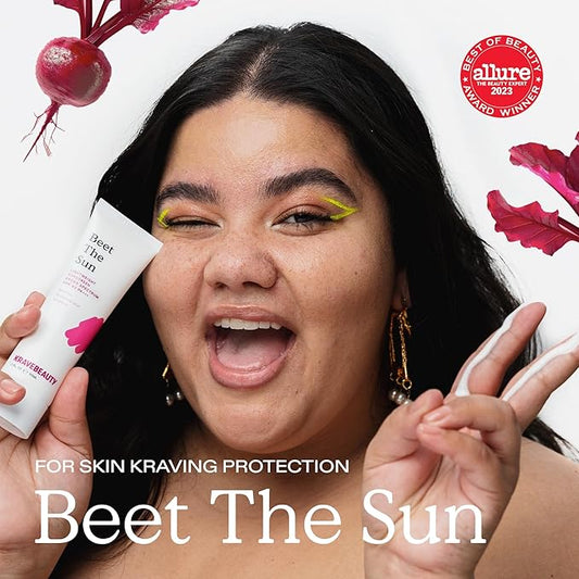 KraveBeauty Beet The Sun SPF 40 PA+++ Broad Spectrum Sunscreen Duo, Daily Non-Greasy Chemical SPF Duo, No White Cast or Pilling, For All Skin Types, Vegan & Cruelty Free, 1.7 fl oz x2