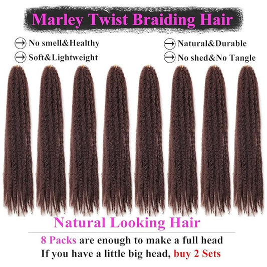 Marley Twist Braiding Hair 24 Inch 8 Packs – Fluffy&Tangle-Free Cuban Twist Hair for Braiding, Natural Look Synthetic Long-Lasting Spring Afro Kinky Twist Hair Extensions (30)