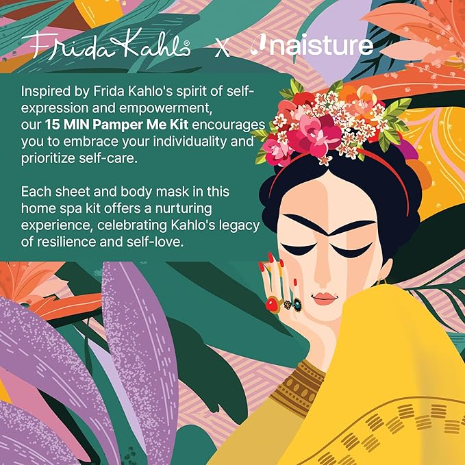 Frida Kahlo 15 Min Pamper Me Kit by Naisture – Korean Spa Kit for Women with Hair, Hand, Foot, Eye, and Face Masks