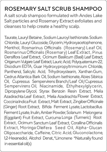 AROMATICA Rosemary Salt Scrub Shampoo 10.5 oz / 300g - Hair Loss Shampoo with Rosemary Scalp Oil | Scalp Exfoliator with Salt Scrub for Oily Scalp | Sulfate Free, Silicone Free