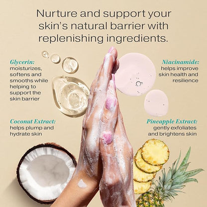 RAW SUGAR Simply Hand Wash, 16.9 Fl Oz (Pack of 3) Pineapple + Maqui Berry + Coconut Liquid Hand Soap for Kitchen or Bathroom, Cleanses & Refreshes Hands, Formulated without Sulfates & Parabens