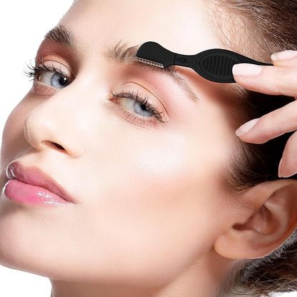 Mudder 28 Pcs Eyebrow Razor Knife Shaver Trimmer Shaver Multipurpose Exfoliating Tool Facial Hair Removal for Women Valentine Gift Giving(Black,Gray)