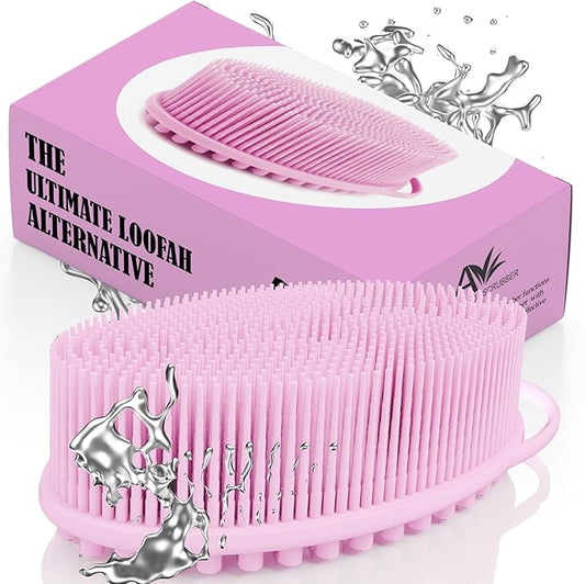 Avilana Silicone Body Scrubber – Gentle Shower Brush & Loofah Alternative – Silver-Infused Options – Fast-Drying, Hygienic, BPA-Free Silicone Body Exfoliator for Sensitive Skin, Men & Women
