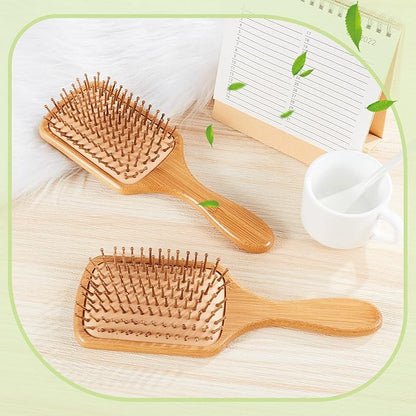 Tessco for you 12 Pcs Bamboo Hair Brushes for Women Bulk Wooden Paddle Brush Scalp Massage Bamboo Bristles Anti Static Men Engraving DIY Gift for Father's Day Wedding(Natural,9.65'' X 3.35'')