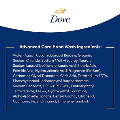 Dove Advanced Care Hand Wash Deep Moisture 4 Count for Soft, Smooth Skin, More Moisturizers than the Leading Ordinary Hand Soap, 12 oz
