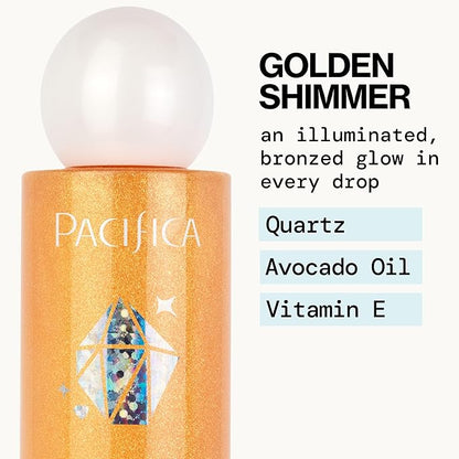 Pacifica Bronzing Body Oil – Crystal Bronze Shimmering Oil for Natural Sun-Kissed Glow, Hydrating Body Illuminator, Vanilla Coconut Scent, Vegan & Cruelty-Free, Clean Beauty, 4 fl oz