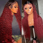 99j Burgundy Curly Lace Front Wigs Human Hair 13x6 OmbreBlack and Burgundy Lace Frontal Wig Pre Plucked Glueless 180% Density Dark Root 1B Burgundy Curly HD Lace Wig for Women 26 Inch