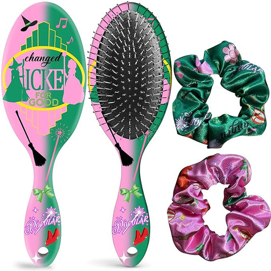 Hair Brush and 2 Scrunchies Set for Girls, Soft Bristles Brush for Women & Girls, Ideal Hairbrush for All Hair Types, Wet Dry & Damaged Hair, Adults & Children