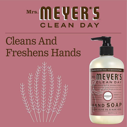 Mrs. Meyer's Clean Day Liquid Hand Soap Bottle, Rosemary Scent, 12.5 Fl Oz (Pack of 3)