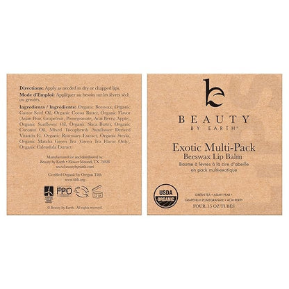 Organic Lip Balm Multi Flavor - 4 Pack Lip Care