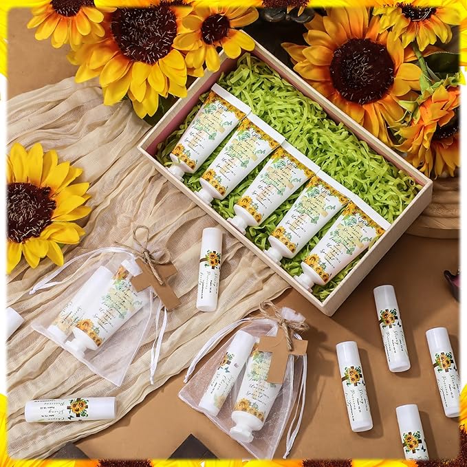 144 Pcs Christian Lip Balm Hand Cream Set Biblical Party Favors, Include 36 Bible Lip Balm and Sunflower Moisturizing Hand Cream 36 Bags and Cards and Ropes for Women Men Accessories Gifts