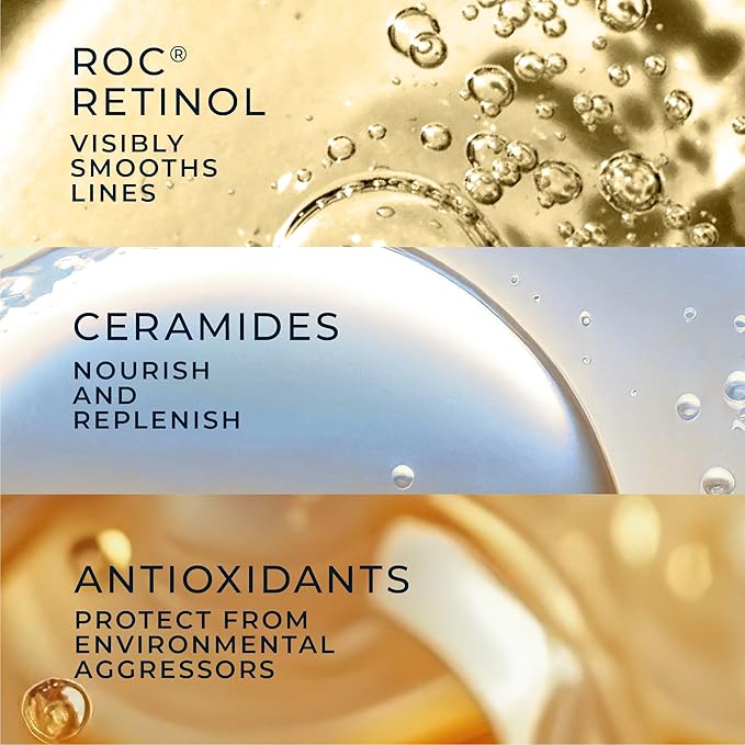RoC Retinol Correxion Anti-Aging Wrinkle Night Serum, Daily Line Smoothing Skin Care Treatment for Fine Lines, Post-Acne Scars, 80 Capsules (Limited Edition Value Set)