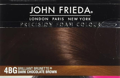 John Frieda Precision Foam Colour, Dark Chocolate Brown 4BG, Full-Coverage Hair Color Kit, Anti-Fade Gray Coverage, Deep Color Saturation Hair Dye, 1 Application