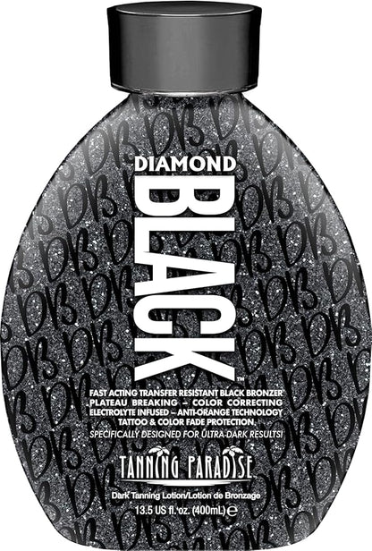 Tanning Paradise Diamond Black Tanning Bed Lotion – 13.5 Fl Oz Transfer Resistant Tanning Lotion for Tanning Beds – Indoor Tanning Lotion for Golden Bronze Color – CC Cream Matte Airbrush Effect
