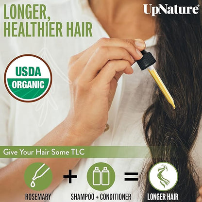 UpNature Organic Rosemary Oil - 100% Pure Rosemary for Hair, Scalp, Skin, 2oz