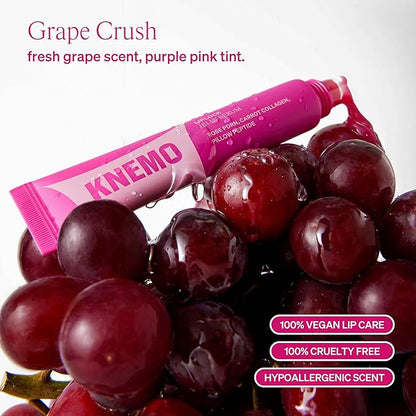 LipLock Jelly Serum for Dry Lips, Long-Lasting, Hydrating, Plumping, Glossy Mask with Rose PDRN, Carrot Collagen, Pillow Peptide, Moisturizing Tinted Lip Balm. (Grape Crush)