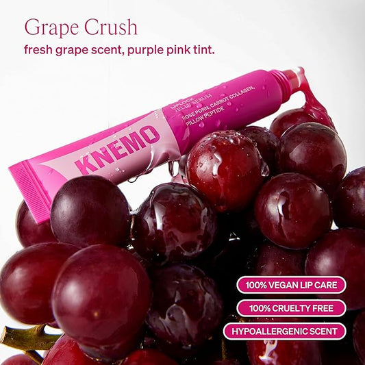 LipLock Jelly Serum for Dry Lips, Long-Lasting, Hydrating, Plumping, Glossy Mask with Rose PDRN, Carrot Collagen, Pillow Peptide, Moisturizing Tinted Lip Balm. (Grape Crush)