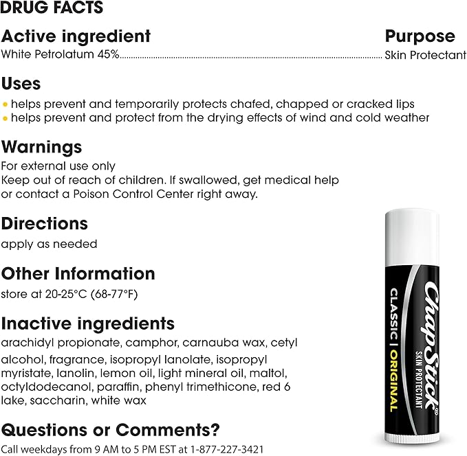 ChapStick Classic Original Lip Balm Tubes,