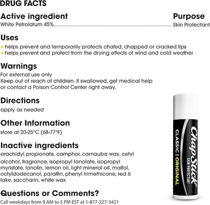 ChapStick Classic Original Lip Balm Tubes,