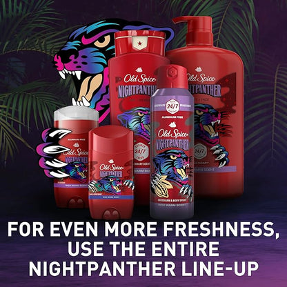 Old Spice Cleansing Body Wash for Men, 3X Defense, 24/7 Shower Fresh with Lasting Scent, 2-in-1 Body & Face Wash, NightPanther with Rich Warm Scent, 24 oz (Pack of 4)