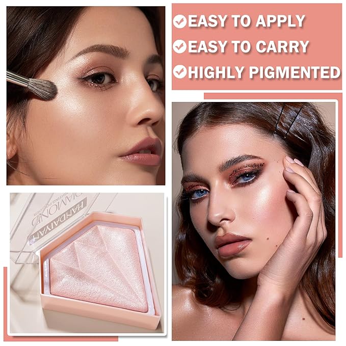 2PCS Fairy Pink Highlighter Makeup Palette Face Powder