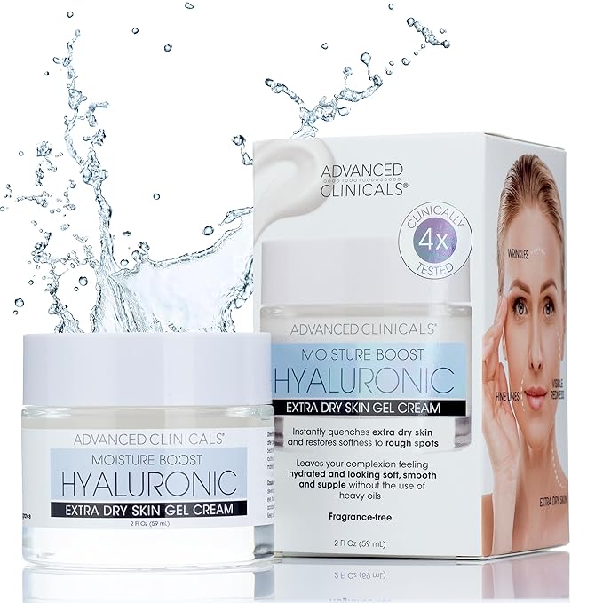 Advanced Clinicals Hyaluronic Acid Moisturizer Gel Face Cream W/Vitamin E + B5 | Hydrating & Brightening Vitamin C Face Lotion Hydrates Dry Skin & Improve Look Of Wrinkles & Fine Lines, 2 Fl Oz