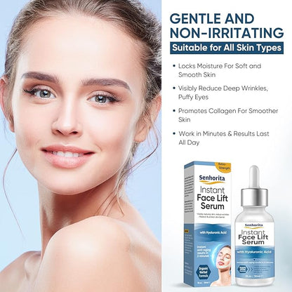 Instant Face Lift Serum, 2-Minute Temporary Skin Lifting & Tightening Serum for Women with Plant Extract, Visibly Firming Loose Sagging Skin for Face and Neck