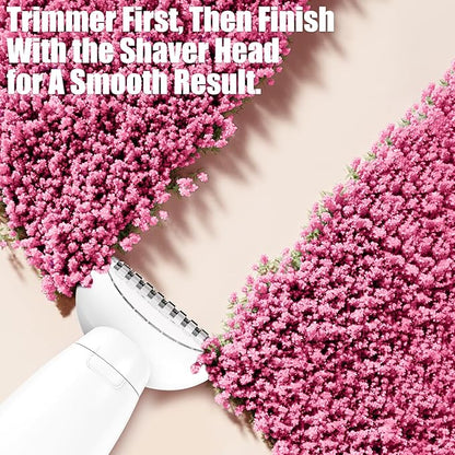 5 in 1 Bikini Trimmer for Women, Electric Razors for Women Shaver Cordless Body Pubic Hair Trimmer Waterproof Facial Hair Removal Electric Shaver, USB Charge Dock