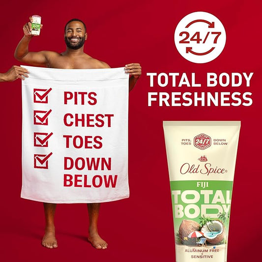 Old Spice Whole Body Deodorant for Men, Total Body Deodorant, Fiji Scent, Aluminum Free Deodorant Cream for 24/7 Freshness // Dermatologist Tested Whole Body Deodorant, 3.0 oz