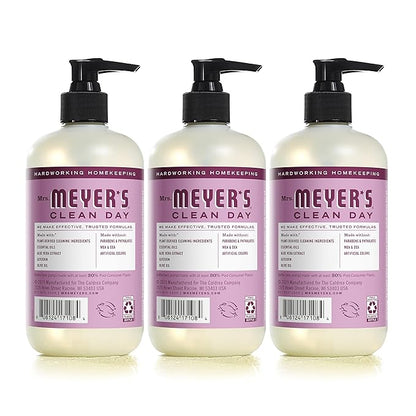 MRS. MEYER'S CLEAN DAY Hand Soap, Made with Essential Oils, Biodegradable Formula, Peony, 12.5 fl. oz - Pack of 3