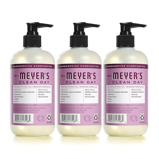 MRS. MEYER'S CLEAN DAY Hand Soap, Made with Essential Oils, Biodegradable Formula, Peony, 12.5 fl. oz - Pack of 3