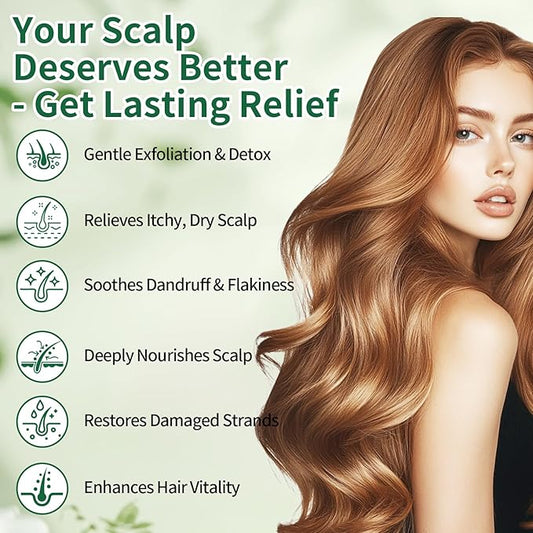 Scalp Scrub with Rosemary & Mint, 2-in-1 Exfoliating Shampoo for Hair Treatment, Includes Silicone Scalp Massager, Removes Buildup & Dandruff, 10.6oz