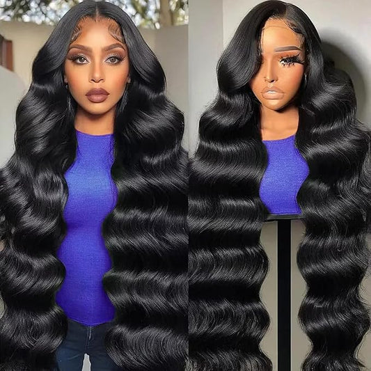 13x6 Lace Frontal Wigs Human Hair 200% Density Body Wave HD Lace Front Wigs Human Hair Pre Plucked 100% Virgin Wigs for Black Women 22 Inch