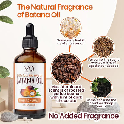 Batana Oil-Hair Growth Oil-4 Fl Oz-Glass Bottle-Cold Pressed-100% Raw-Dr Sebi Recommended-Essential Nutrients-For Women & Men