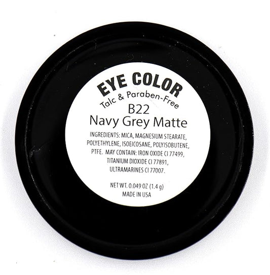 Navy Blue Grey Gray Silver Matte Opaque Vegan Pressed Powder Single Eyeshadow; Talc, Paraben & Cruelty Free
