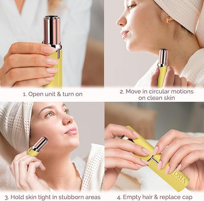 Facial Hair Removal for Women | Electric Razor Device Small Mustache Dermaplaning Remover Tools Tweezers Epilator Trimmer Face Dermaplane Shavers Beauty Gadgets Set Accessories by VISOFO (Citrine)