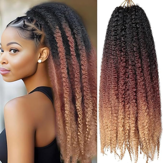 Marley Twist Braiding Hair 18 Inch 8 Packs – Long-Lasting Marley Hair, Fluffy&Tangle-Free Cuban Twist Hair for Braiding, Natural Look Synthetic Spring Afro Kinky Twist Hair Extensions (T1B/30/27)