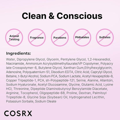 COSRX 6X Peptide Collagen Booster Toner Serum, Niacinamide & Hyaluronic Acid Facial Essence for All Skin Types, Korean Skin Care, Paraben Free, 150mL/5.07 Fl.Oz