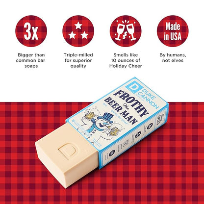 Duke Cannon Supply Co. Big Brick of Soap Bar for Men Holiday Edition - Frothy the Beer Man (Woodsy Sandalwood Scent), 10 oz. (3 Pack)