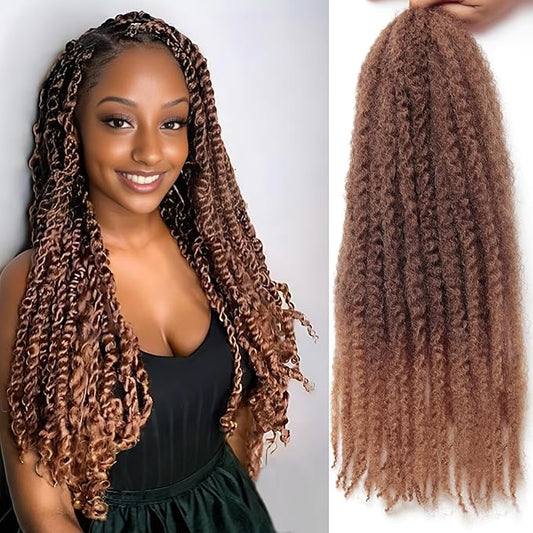 Marley Twist Braiding Hair 24 Inch 8 Packs – Fluffy&Tangle-Free Cuban Twist Hair for Braiding, Natural Look Synthetic Long-Lasting Spring Afro Kinky Twist Hair Extensions (33/27)