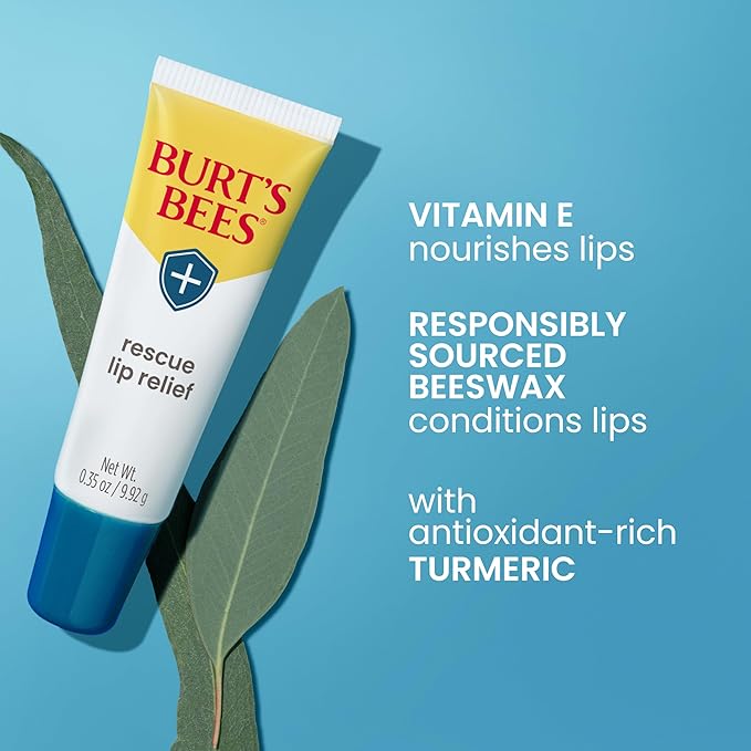 Burts Bees Rescue Lip Relief with Shea Butter and Echinacea, 100% Natural Origin, 0.35 Ounces