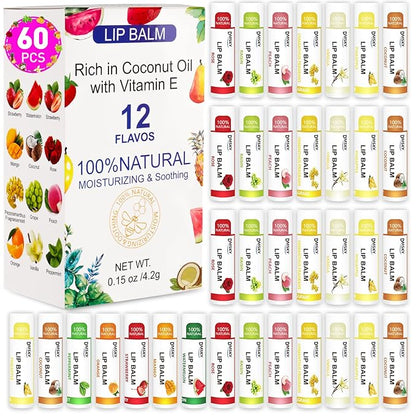 DMSKY 60 Pack Lip Balm, Natural