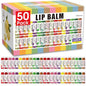 AZEN 50 Pack Lip Balm, Natural Lip Balm Bulk, Lip Care Product, Moisturizing Lip Balms for dry cracked lips - 12 Flavors