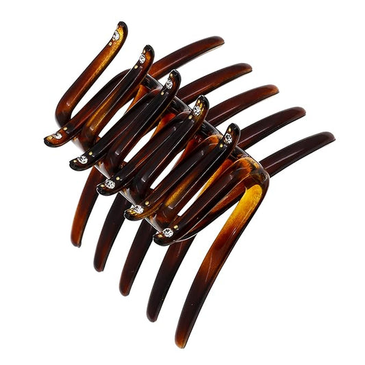 Camila Paris CP2634 French Two Sides Interlocking Comb, Tortoise Shell, for Ponytail or Hair updo, Strong Hold Grip Hair Clips for Women, No Slip Durable Styling Girls Hair Accessories, Made in France