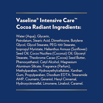 Vaseline Intensive Care Body Lotion Cocoa Radiant 3 count for Dry Skin Lotion Made with Ultra-Hydrating Lipids and Pure Cocoa Butter for a Long-Lasting, Radiant Glow 20.3 Oz