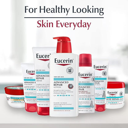Eucerin Advanced Repair Unscented Body Lotion for Dry Skin (16.9 Fl Oz) + Advanced Cleansing Body and Face Cleanser for Sensitive Skin, Fragrance Free (16.9 Fl Oz)